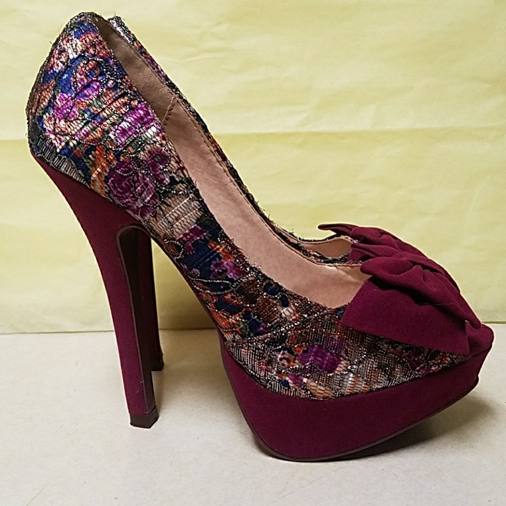 Sexy and sweet Burgandy stilettos with open toe